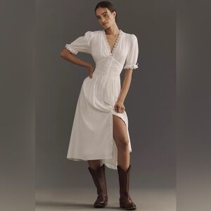 Reformation Ketra Organic Cotton Blend Button-Up Midi Dress